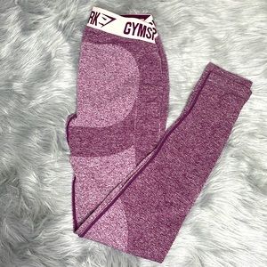 Gymshark Flex Low Rise Leggings in Burgundy Marl. Size Medium